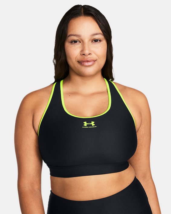 Women's HeatGear® Mid Padless Sports Bra, Black, pdpMainDesktop image number 4
